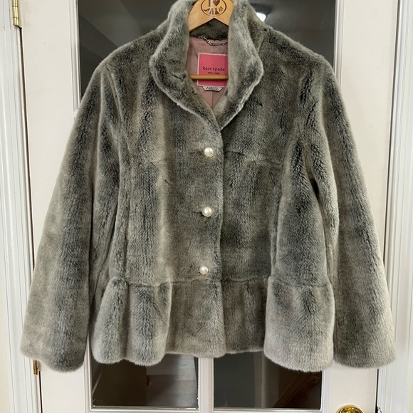 Kate Spade Faux Fur Coat - Size M - NWOT - Picture 1 of 8